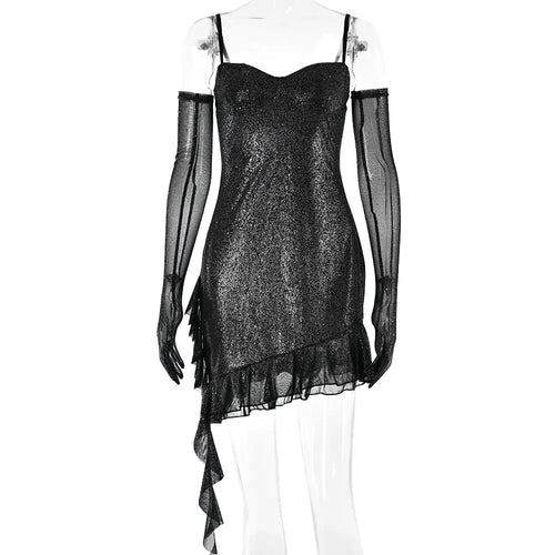 Women's Silver Mesh Sling Tube Top Sexy Dress